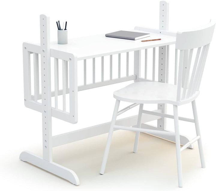 AT4 - Wiege Babybett Beistellbett Holz mit Matratze Essentiel Weiss | 5 in 1 Wiege |MassivHolz | Höh