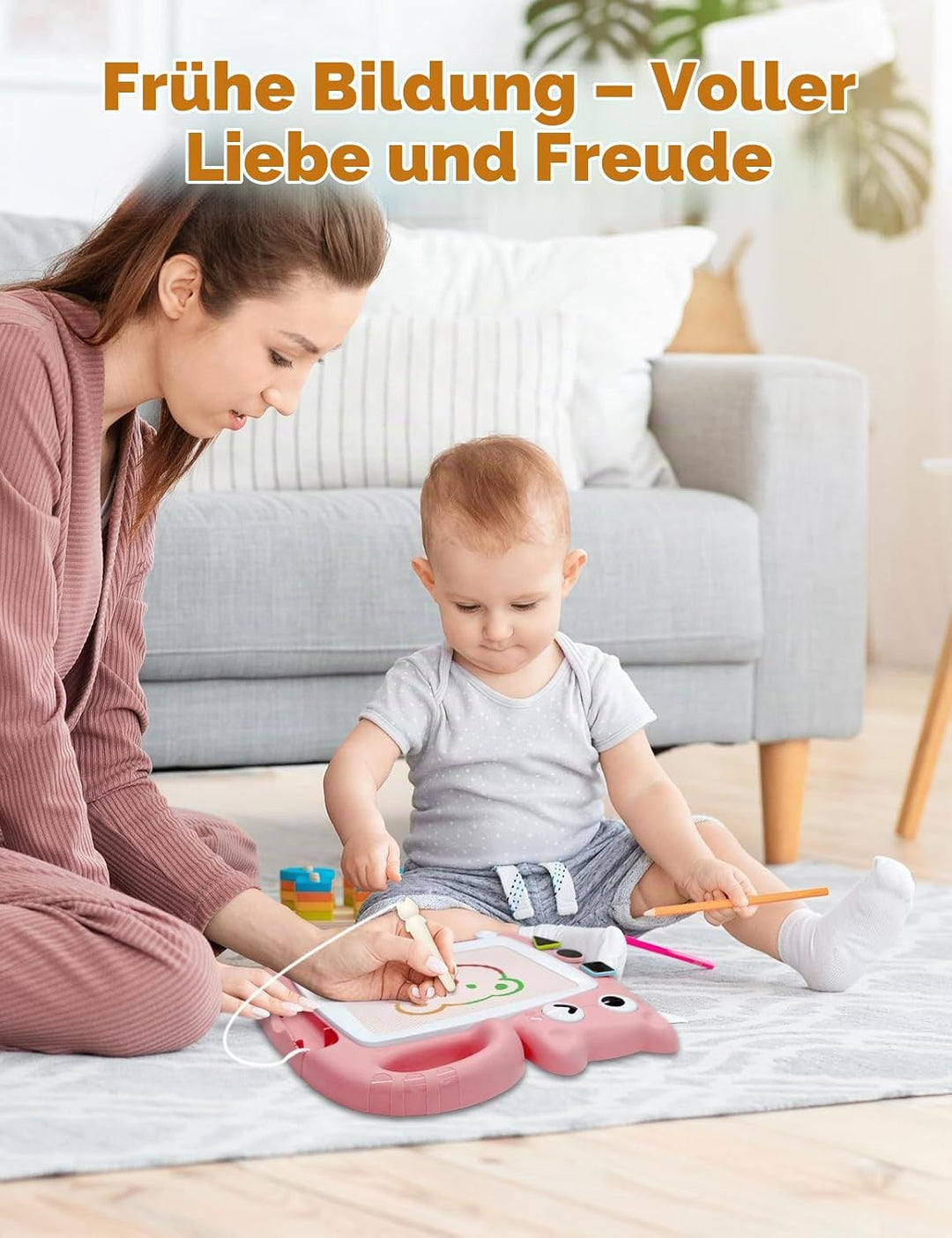 Magnetmaltafel Kinder, Zaubermaltafel Tragbar mit 4 Farbzonen, Zaubertafel ohne Staub für Kinder 1-6
