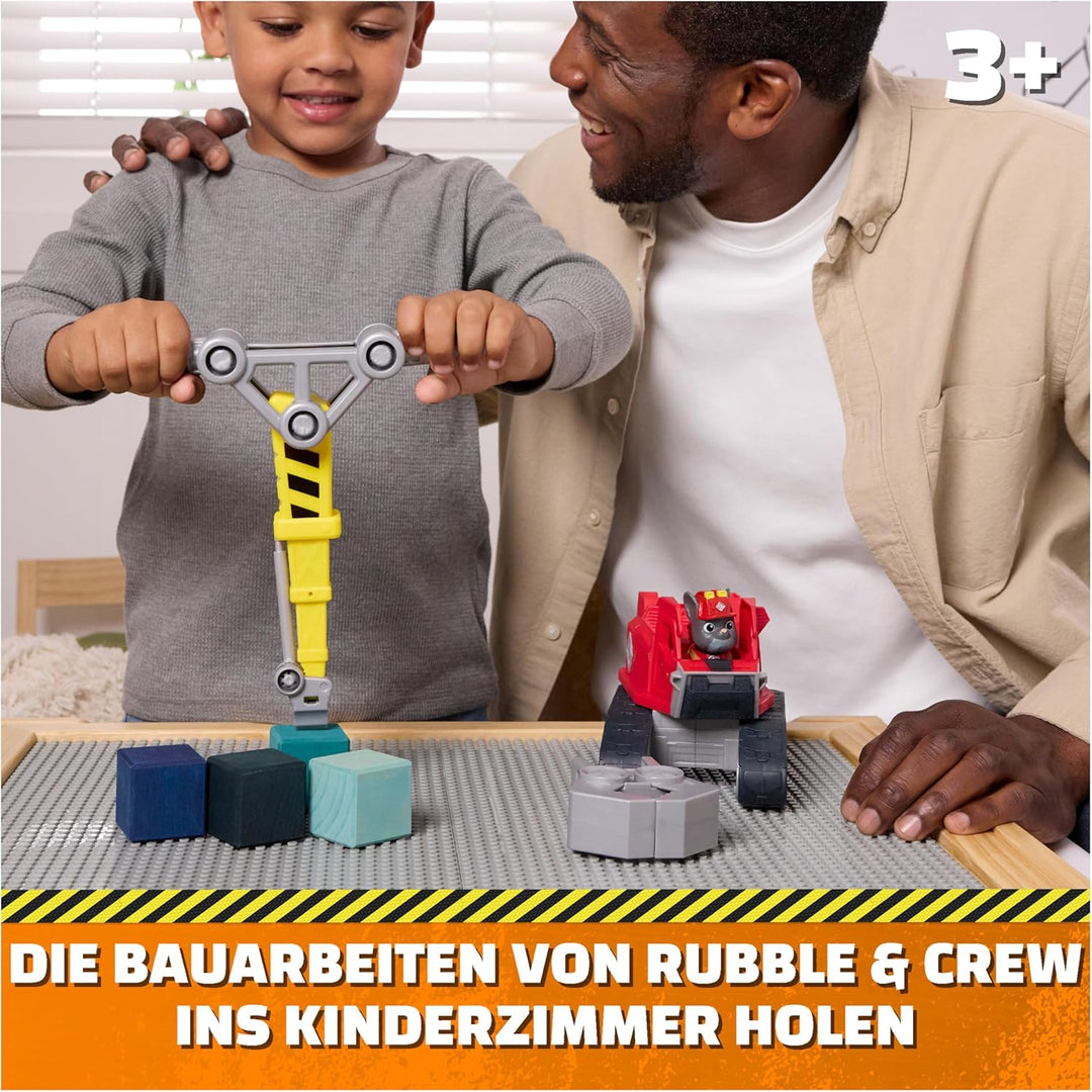 Rubble & Crew - Chargers 2-in-1 Mega Kran, Premium Baufahrzeug mit Abnehmbarer Baggerkralle und Pres