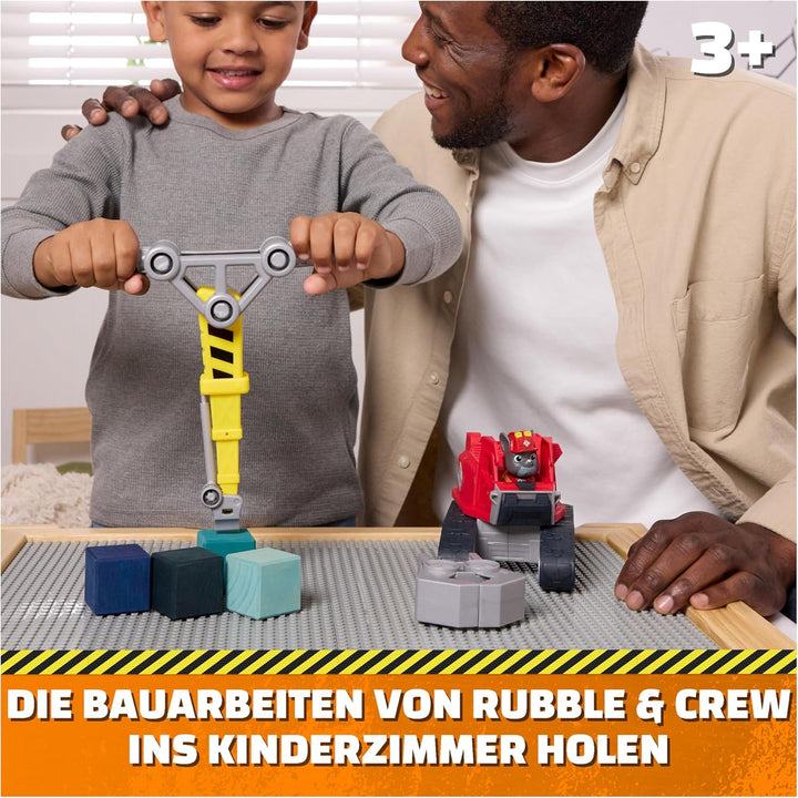 Rubble & Crew - Chargers 2-in-1 Mega Kran, Premium Baufahrzeug mit Abnehmbarer Baggerkralle und Pres
