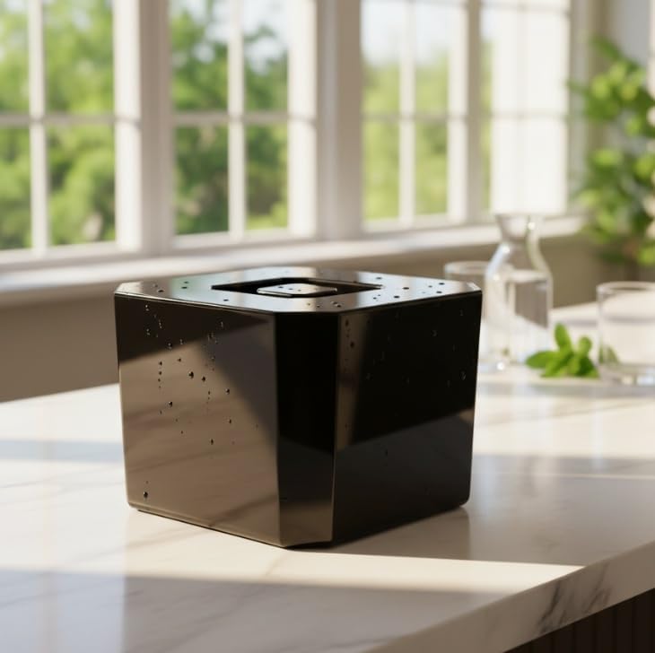 BARCRAFTERS Grosser Eiswürfelbehälter 10 Liter in gebürsteter Aluminiumoptik | Eisbox mit Deckel 3-t