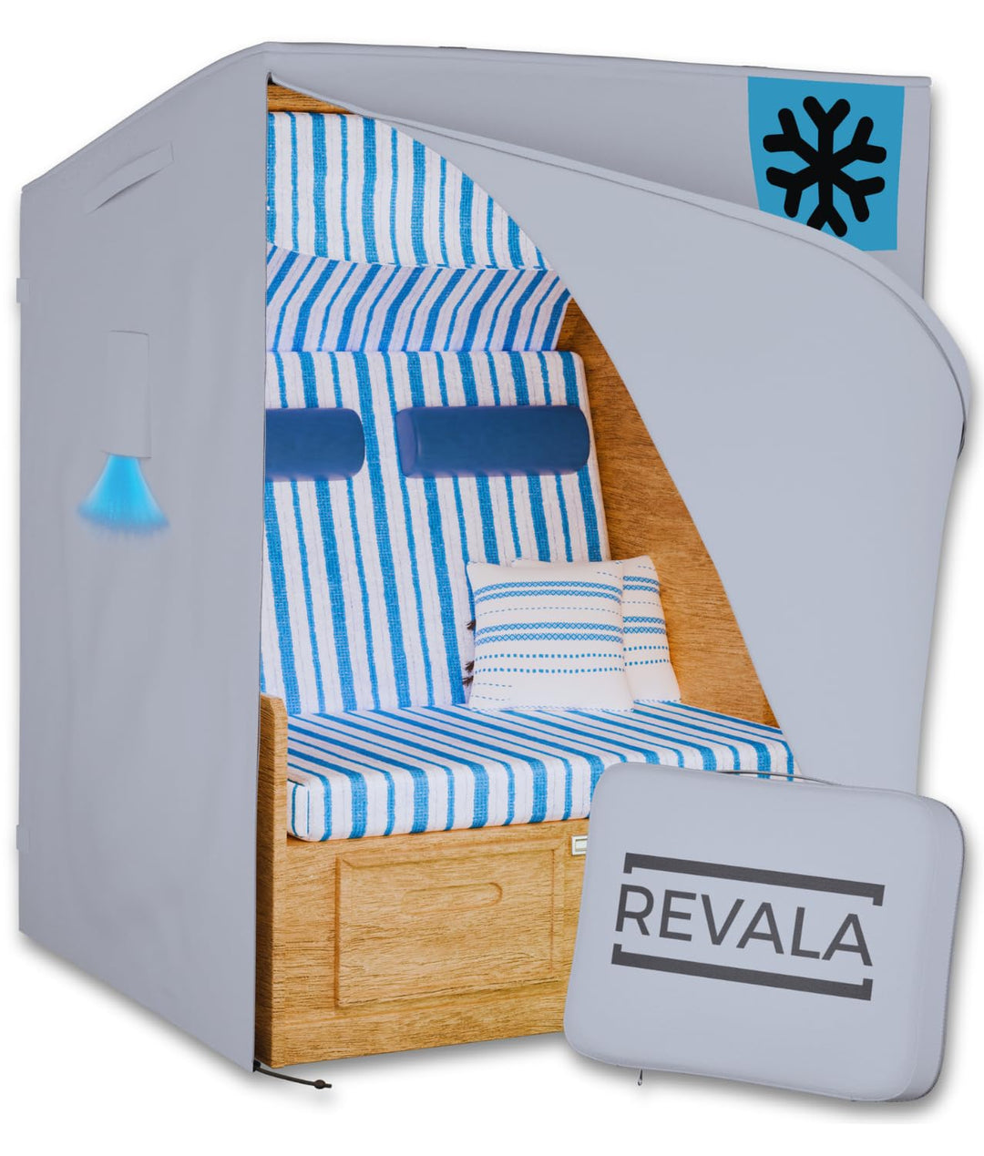 REVALA [120cm] Strandkorb Schutzhülle, Winterfest und UV Beständig, 600D Oxford Gewebe, Strandkorbhü