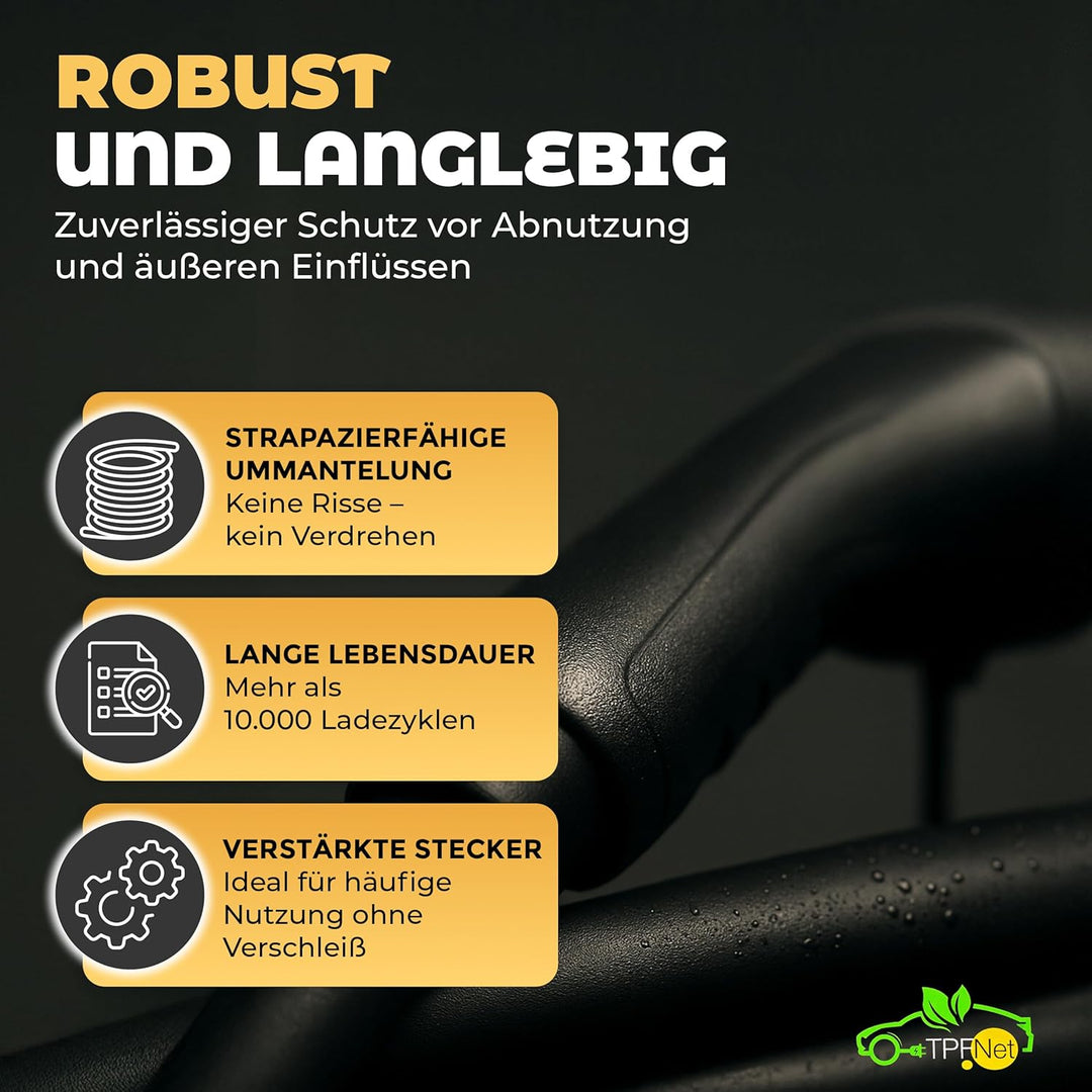 TPFNet Typ 2 Ladekabel 5m für Elektroauto PHEV Hybrid 11kW 16A E-Auto Ladekabel 3 phasig 5 Meter, Ko