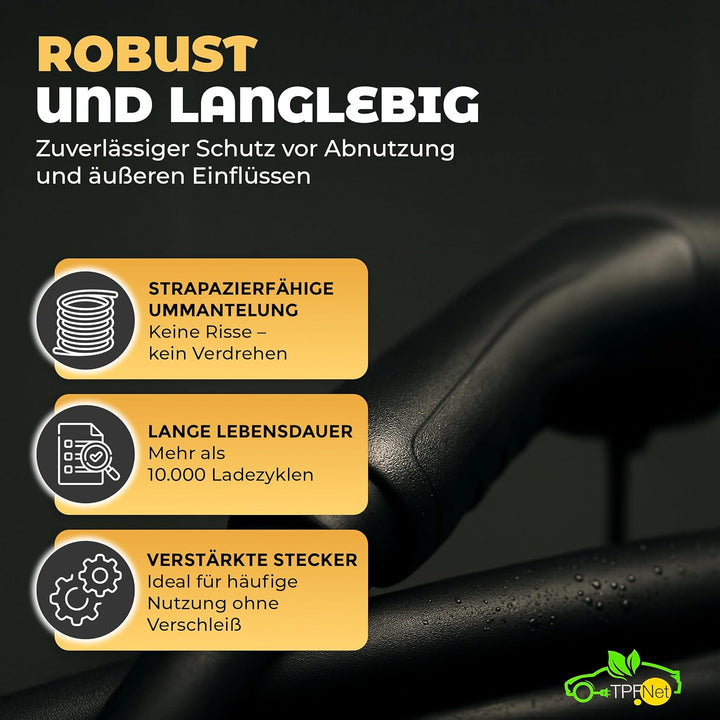 TPFNet Typ 2 Ladekabel 5m für Elektroauto PHEV Hybrid 11kW 16A E-Auto Ladekabel 3 phasig 5 Meter, Ko