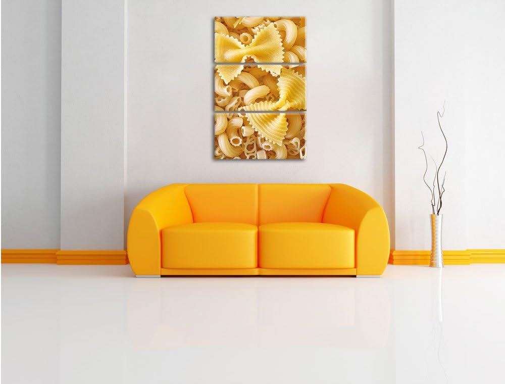 Pixxprint Nudeln Pasta Italia Mischung als Leinwandbild/Grösse: 3 Teilig (120x80 cm) cm/Wandbild/Kun