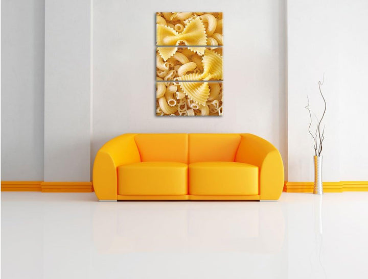 Pixxprint Nudeln Pasta Italia Mischung als Leinwandbild/Grösse: 3 Teilig (120x80 cm) cm/Wandbild/Kun