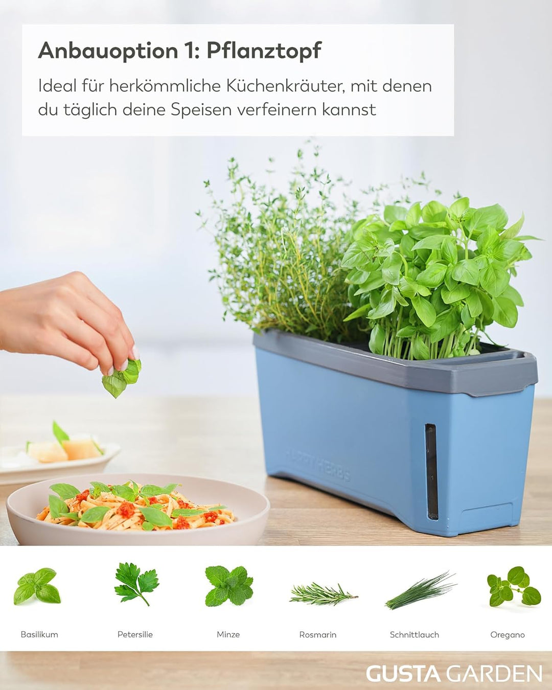 Harry Herbs - 4 in 1 Kräutertopf - Anzucht - Microgreens - Hydroponik - integriertes Wasserreservoir