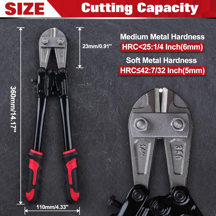 SPEEDWOX Robuster Bolzenschneider, 35,6 cm, zum Schneiden von Kettengliederzaun, Stahldraht, Kette,