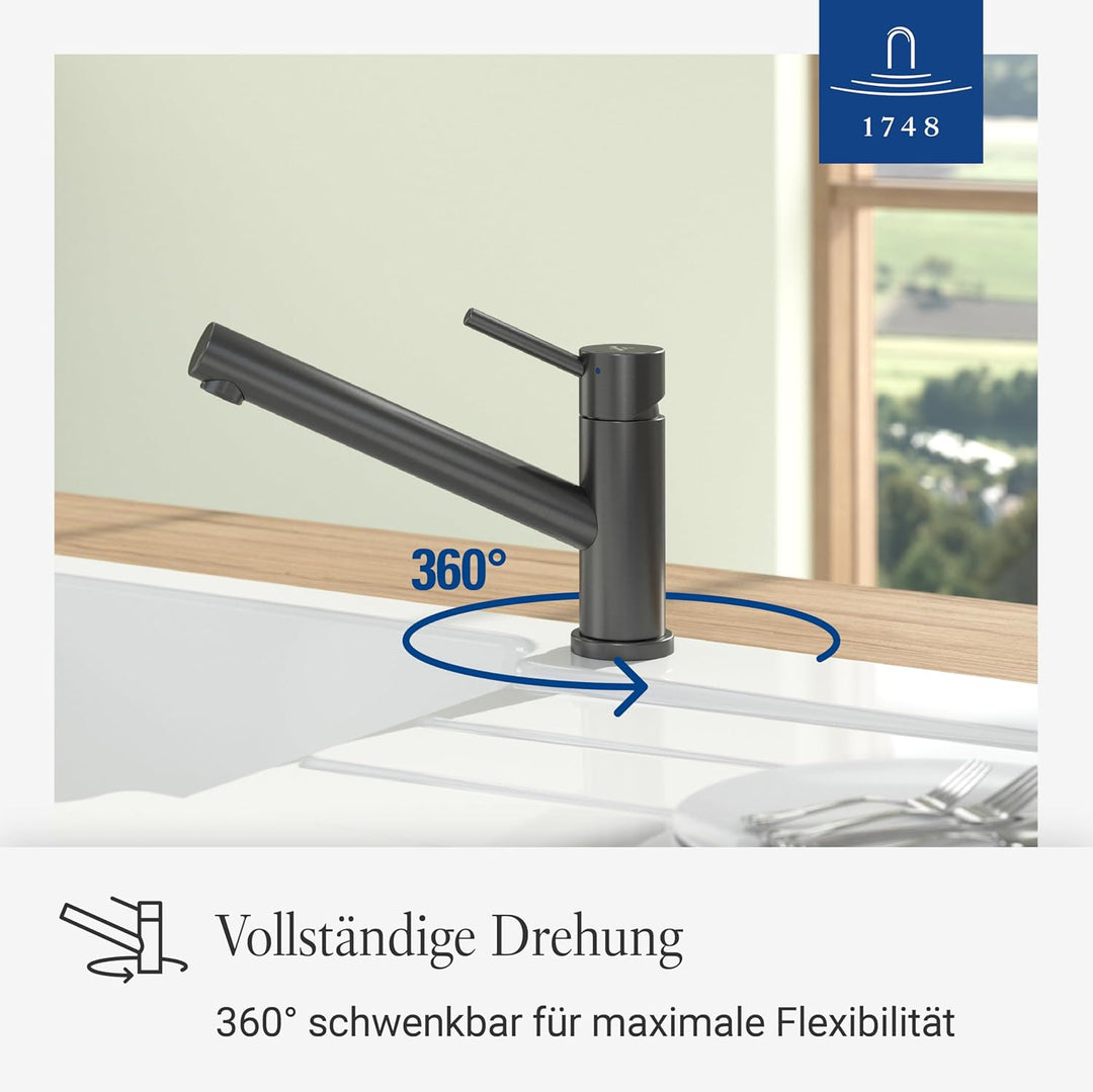 Villeroy & Boch Como Küchenarmatur, Hochdruck, Wasserhahn Küche mit Keramikkartusche und 360° Schwen