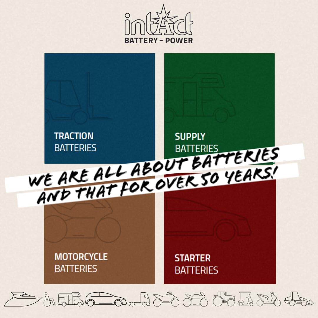 intAct - AGM MOTORRADBATTERIE | Batterie für Motorrad, Quad, Rasentraktor. Wartungsfreier &amp; auslaufs