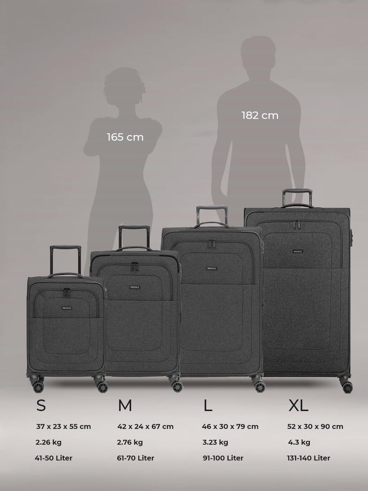 REDOLZ Koffer-Set 3-teilig für Damen & Herren | leichte & stabile Reise-Trolleys, hochwertiges Softc