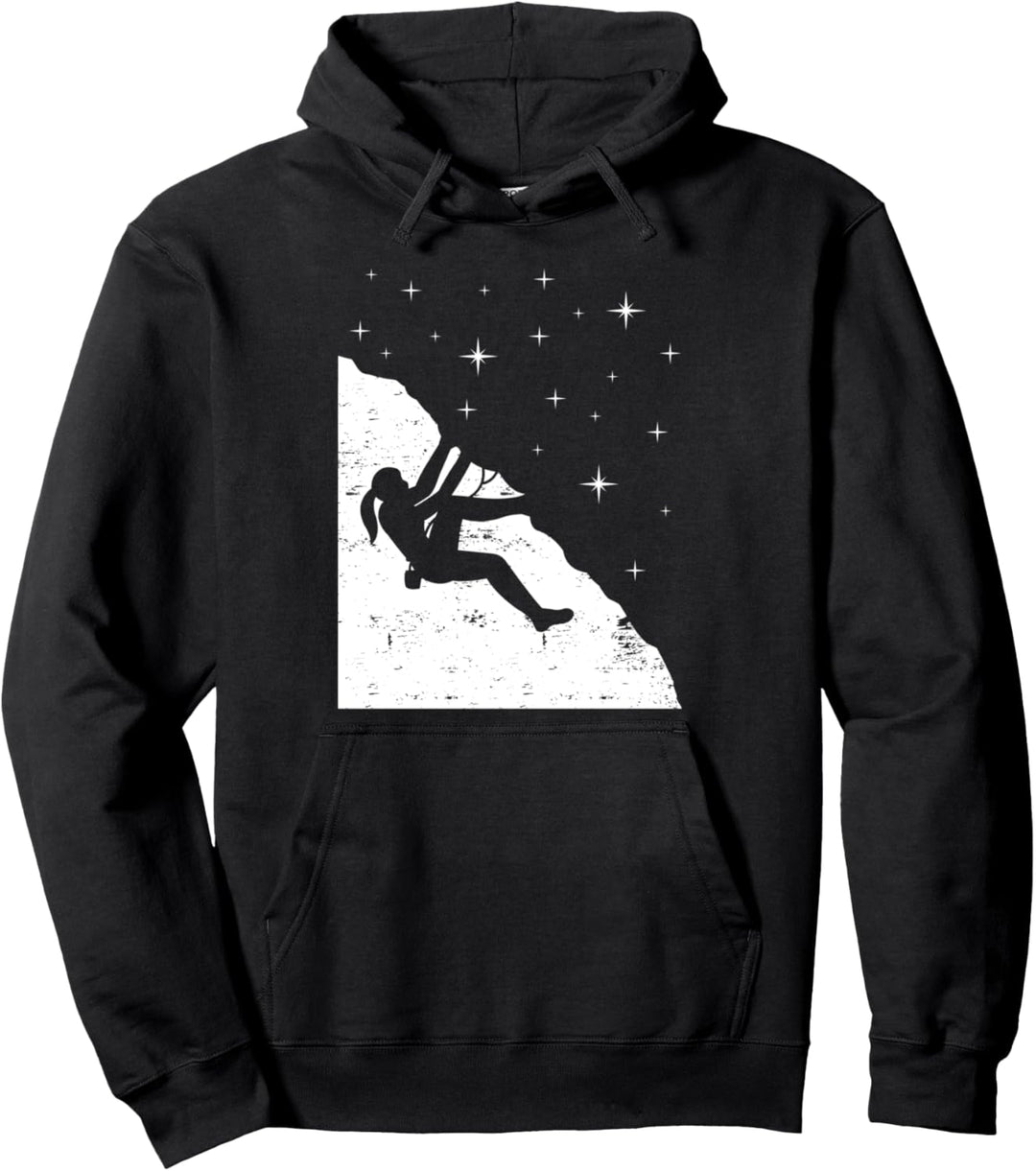 Klettern Bouldern Kletterer I Frau Himmel Sterne Pullover Hoodie