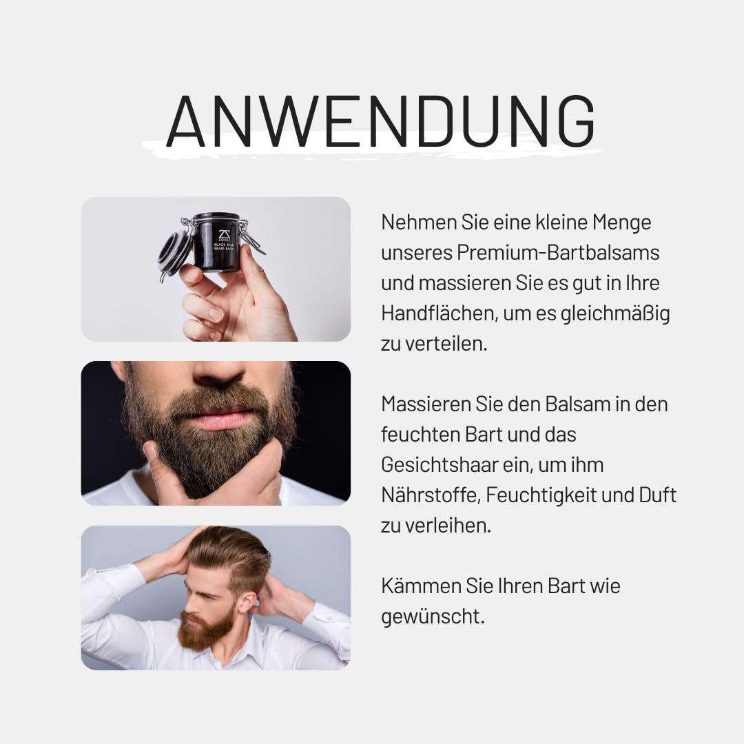 ZOUSZ Black Oud Bartbalsam Geschenkbox für Herren – Premium Bartpflege/Conditioner/Bartweichmacher –