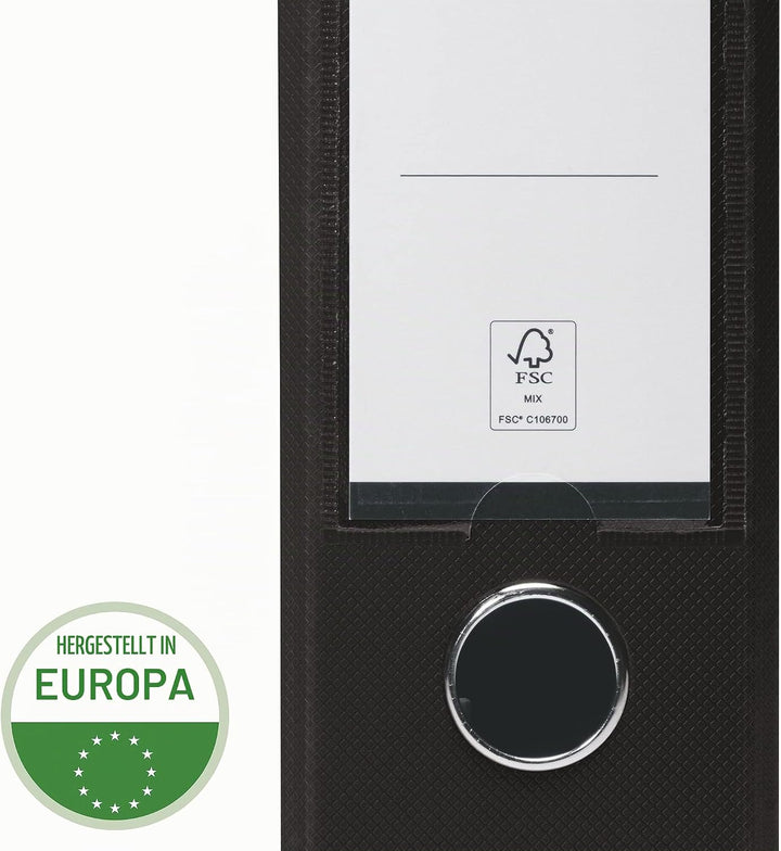 VON Leitz 5er Pack Ordner A4, Karton mit Kunststoffeinband, 80 mm Rückenbreite, Für 600 Blatt, FSC-z