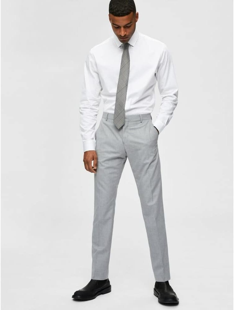 SELECTED HOMME Herren Slhslim-mylologan Light Grey TRS B Noos Anzughose, Light Grey Melange, 40 EU