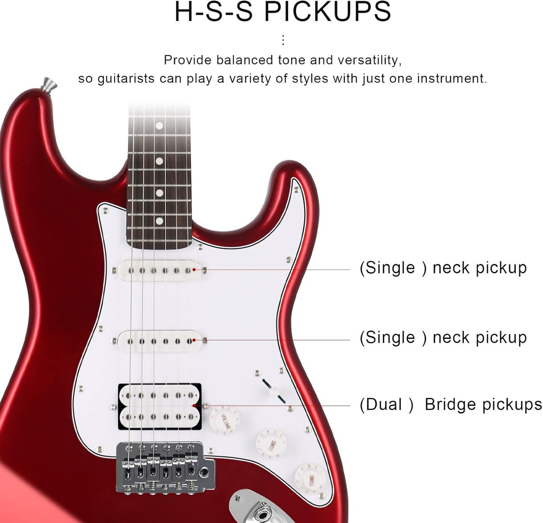 EASTROCK E Gitarre Set E Guitar 39 Zoll Elektrogitarre mit 10-W-Verstärker,Tasche, Kapodaster, Schul