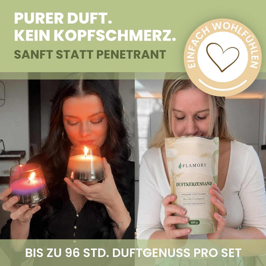 Duftkerzensand Probierset – mit Duft & 12 Dochten – ohne Paraffin – aus Pflanzenwachs – einfache Anw