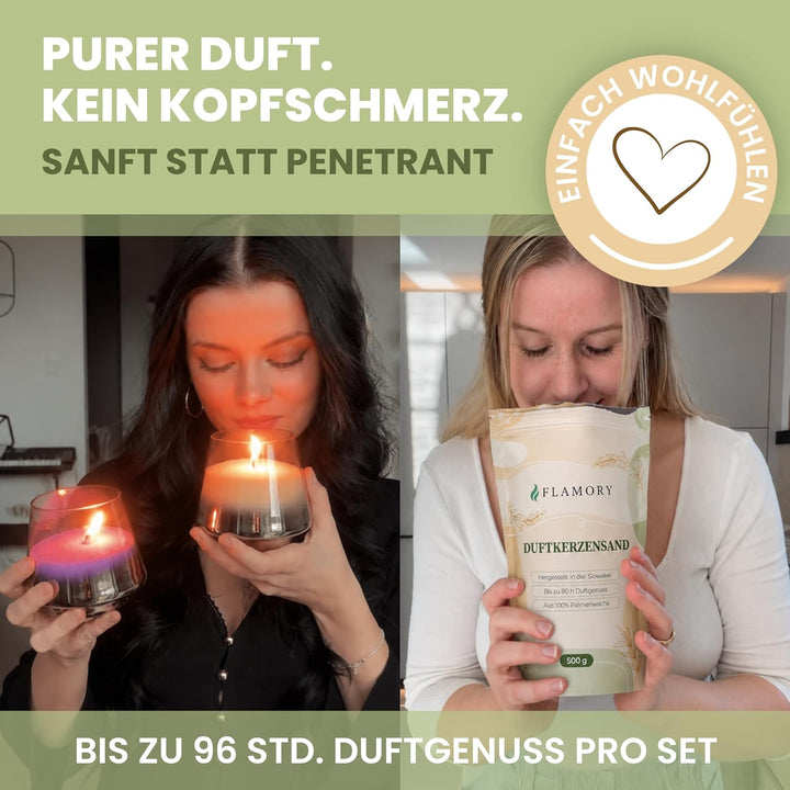 Duftkerzensand Probierset – mit Duft & 12 Dochten – ohne Paraffin – aus Pflanzenwachs – einfache Anw