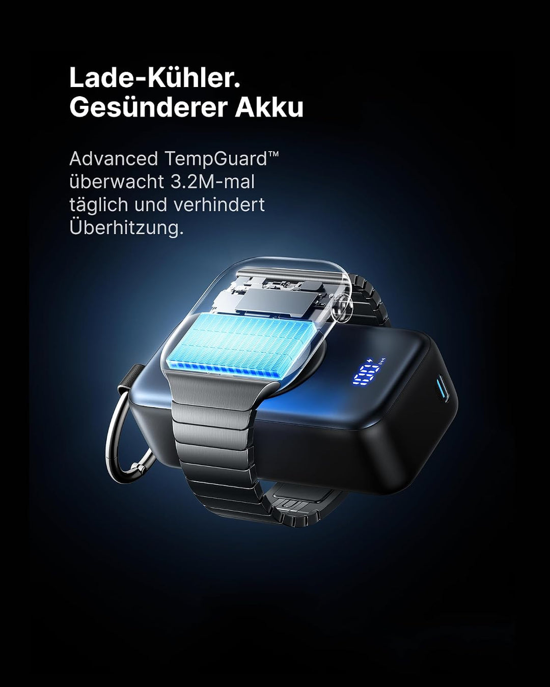 INIU Power Bank, 5000mAh 20W PD mini Powerbank mit Integriertes USB-C Kabel, Zubehör für Apple Watch