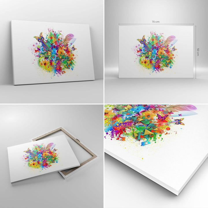 Bilder auf Leinwand Schmetterling Farbe Blume Komposition Leinwandbild 70x50cm Wandbilder Dekoration