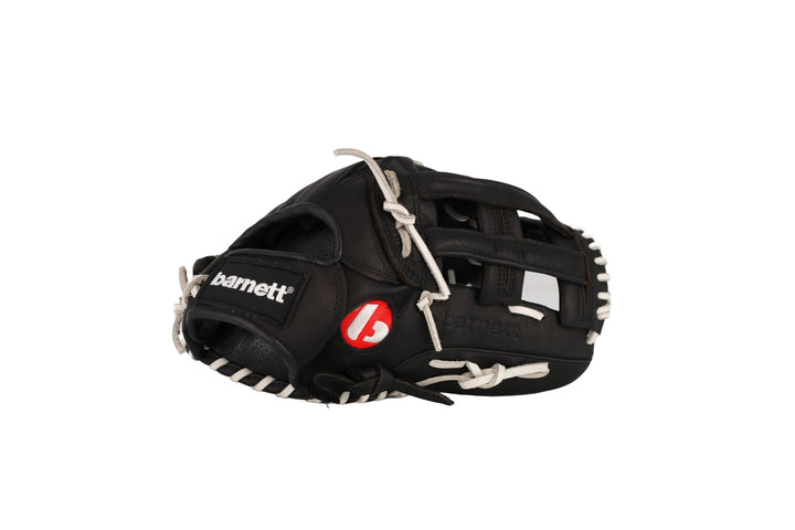 BARNETT GL-127 Baseball Handschuh, Echtleder, Wettkampf, Outfield & Softball 12,7", schwarz Linke Ha