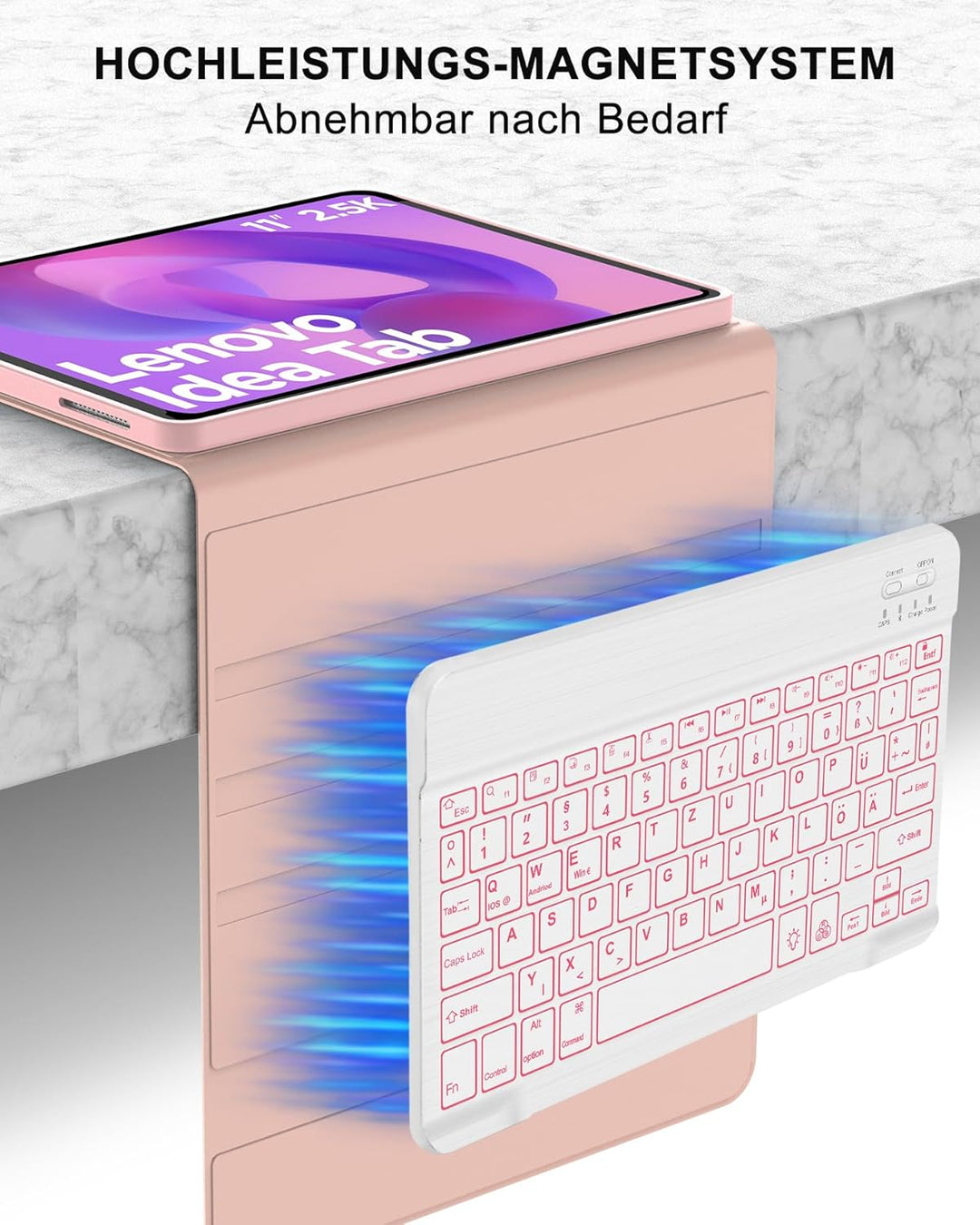 Beleuchtete Tastatur Hülle für Lenovo Idea Tab 11" (2025), 7-Farben-Hintergrundlicht Bluetooth Keybo