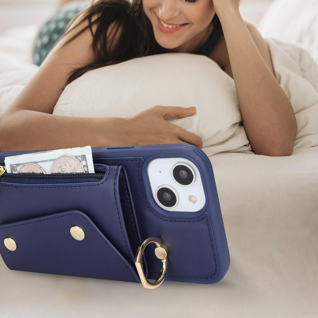 Lipvina Hülle für iPhone 15 Plus Hülle mit Band Kartenhalter handyhülle Hülle für iPhone 15 Plus mit