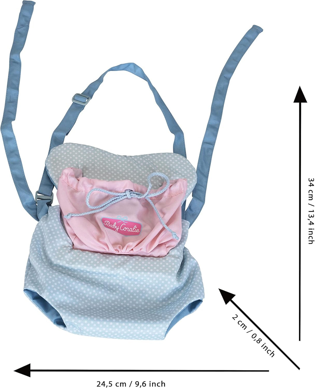 Theo Klein 1668 Baby Coralie Puppen-Bauchtragesitz | Verstellbare Gurte | Masse: 34 cm x 24,5 cm x 2