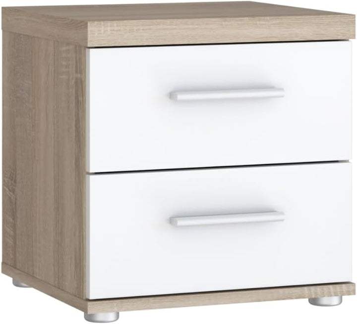 FORTE Winnie Nachttisch mit 2 Schubladen, Holzwerkstoff, Sonoma Eiche / Weiss, B x H x T: 37,6 x 38,