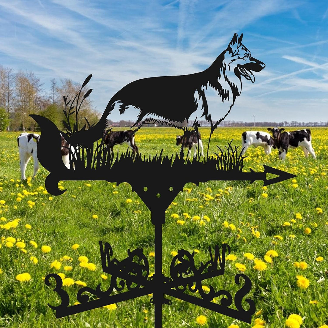 Wetterfahne aus Metall, 23,4313,39 cm, niedlicher Hund, Retro-Eisen, Wetterfahne für Gartendekoratio