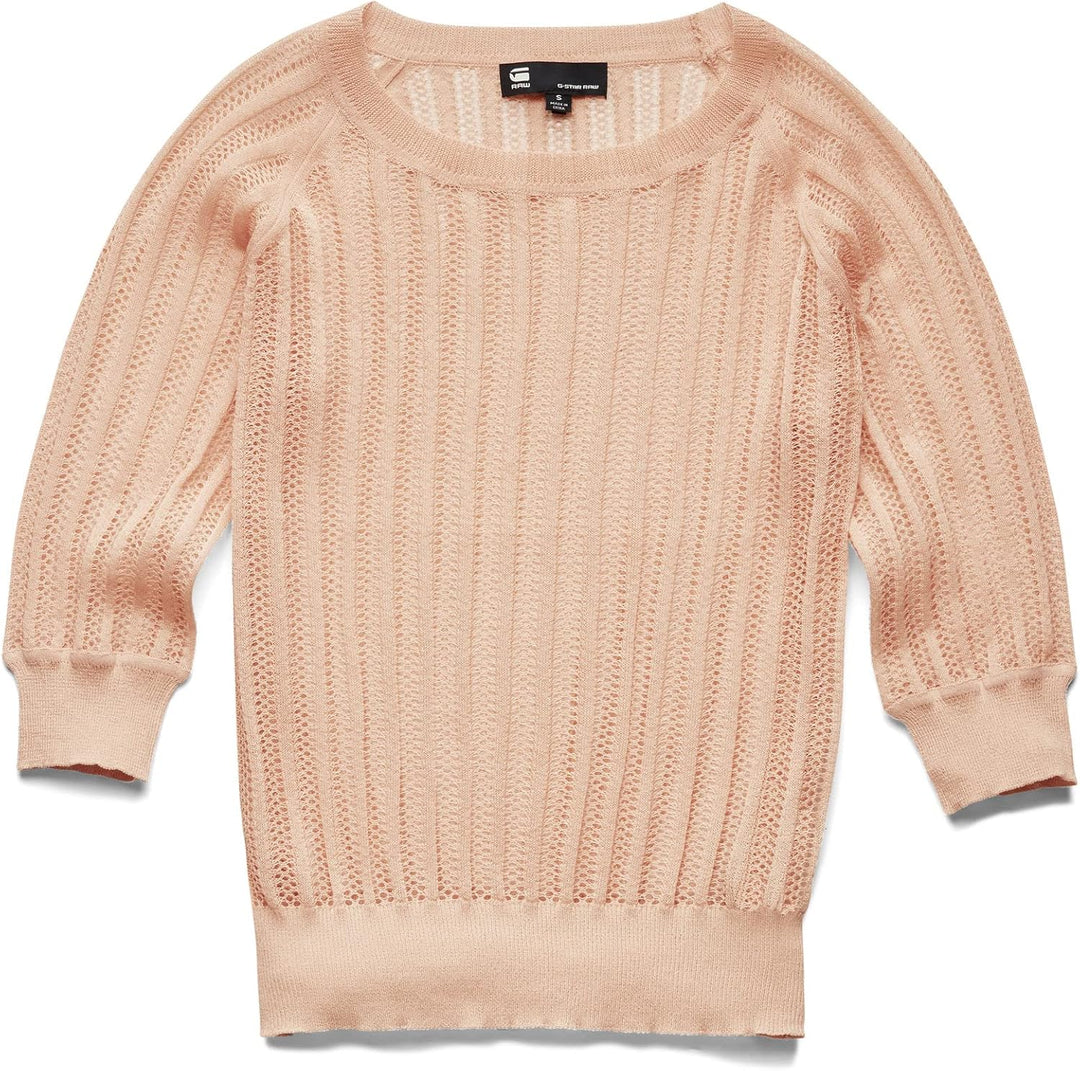 G-STAR RAW Damen Pointelle Knitted Top Knits XS Rosa (Peach Nougat D21656-d140-c962), XS Rosa (Peach