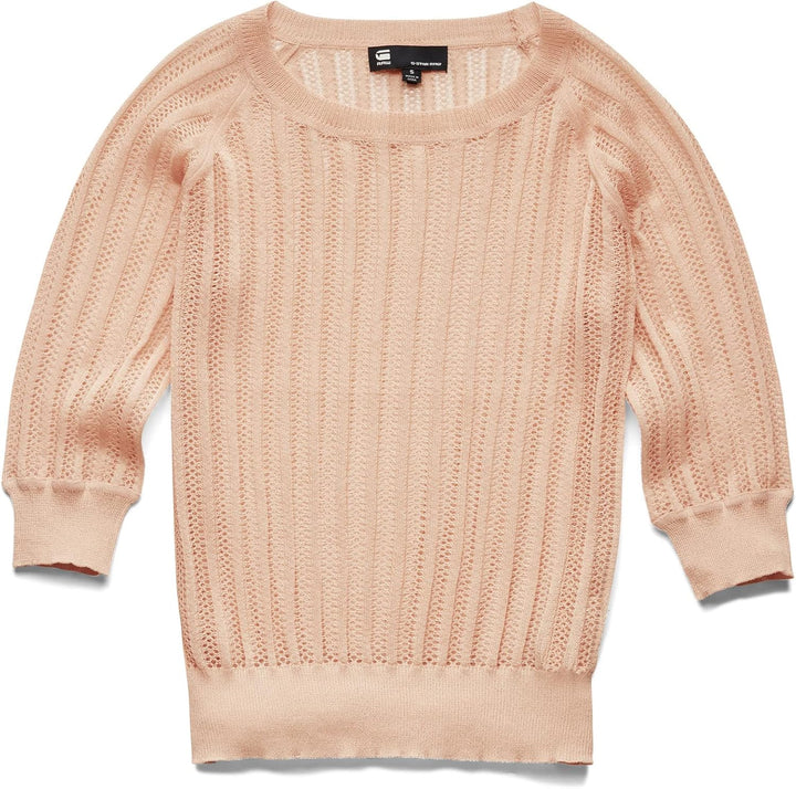 G-STAR RAW Damen Pointelle Knitted Top Knits XS Rosa (Peach Nougat D21656-d140-c962), XS Rosa (Peach