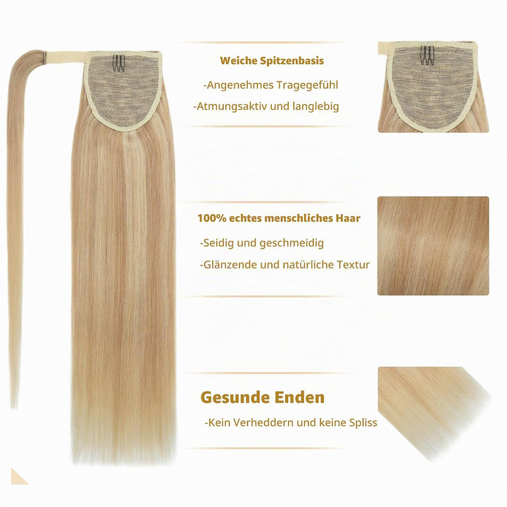 SEGO Pferdeschwanz Echthaar remy human Haarteil Zopf extensions Ponytail Haarverlängerung clip in Po