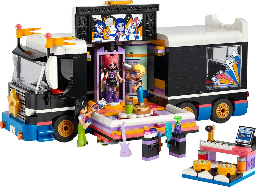 LEGO Friends Popstar-Tourbus, Musik-Set mit LKW-Spielzeug und 4 Figuren, fördert die sozial-emotiona