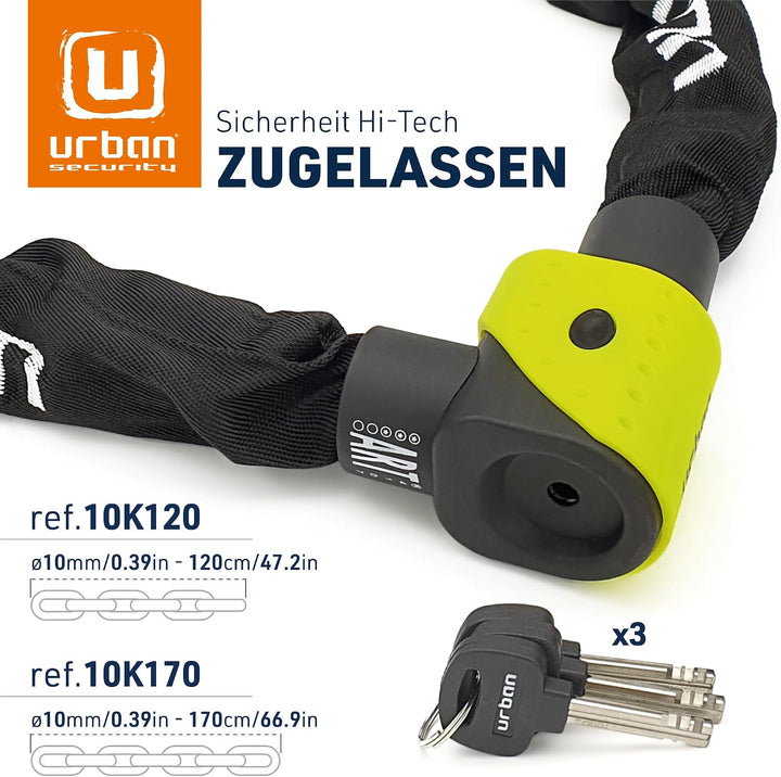 Urban Security 10K120 Motorradschloss Kettenschloss Motorrad Escooter Roller Schloss Motorrad Schlos