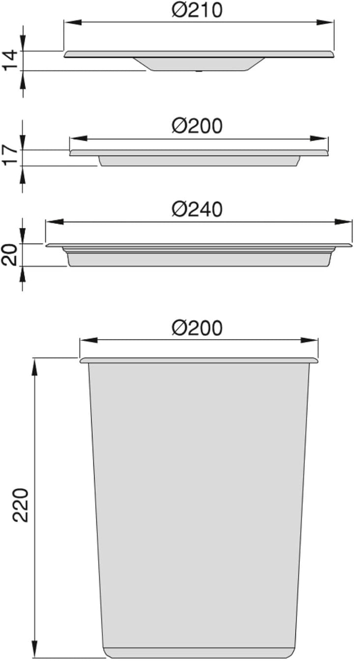 Emuca - Einbaumülleimer für Arbeitsplatte, Abfallsammler für Küche 5L, Edelstahl 5 L, 5 L