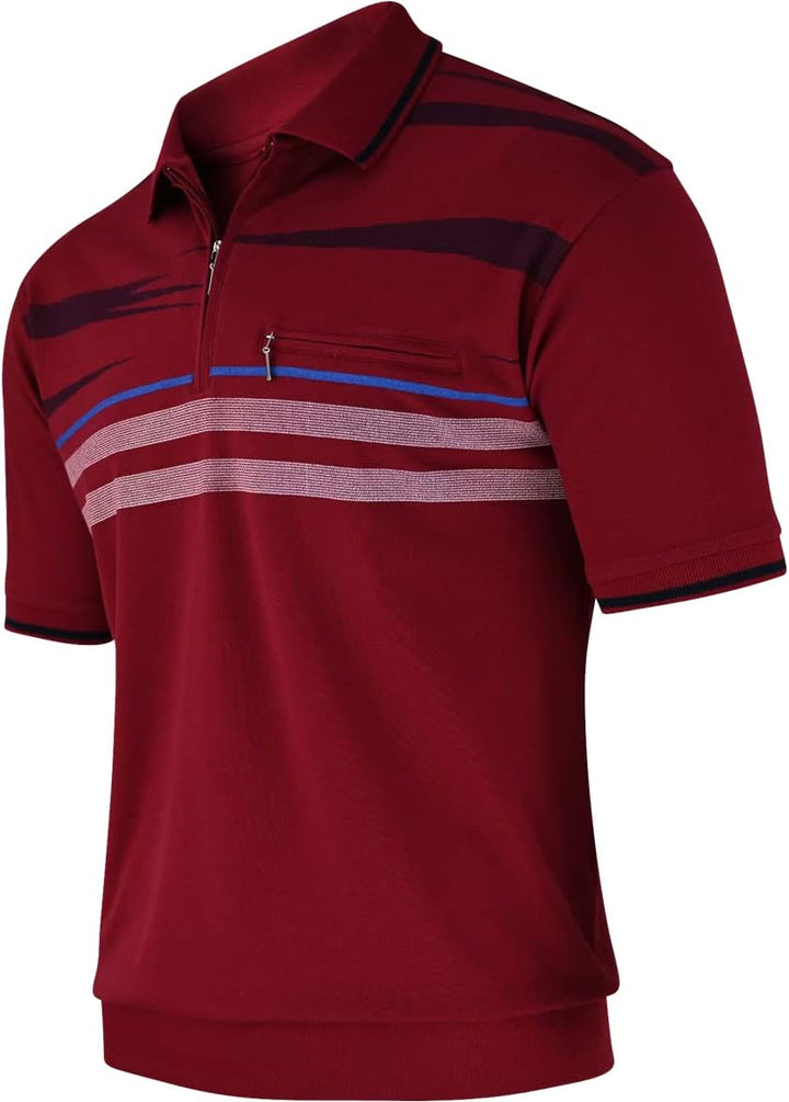 Soltice Herren Kurzarm Poloshirt, Polohemd, Gestreifte Blousonshirt mit Brusttasche aus Baumwoll-Mix