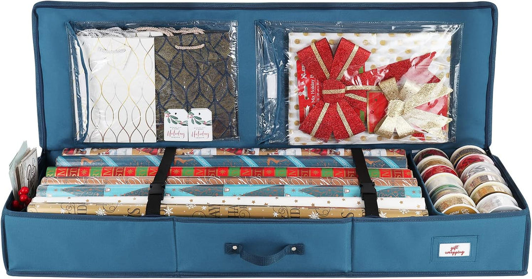 Hearth & Harbor Luxus Weihnachten Organizer Geschenkpapier Rollen Bettbehälter Aufbewahrungsbox für