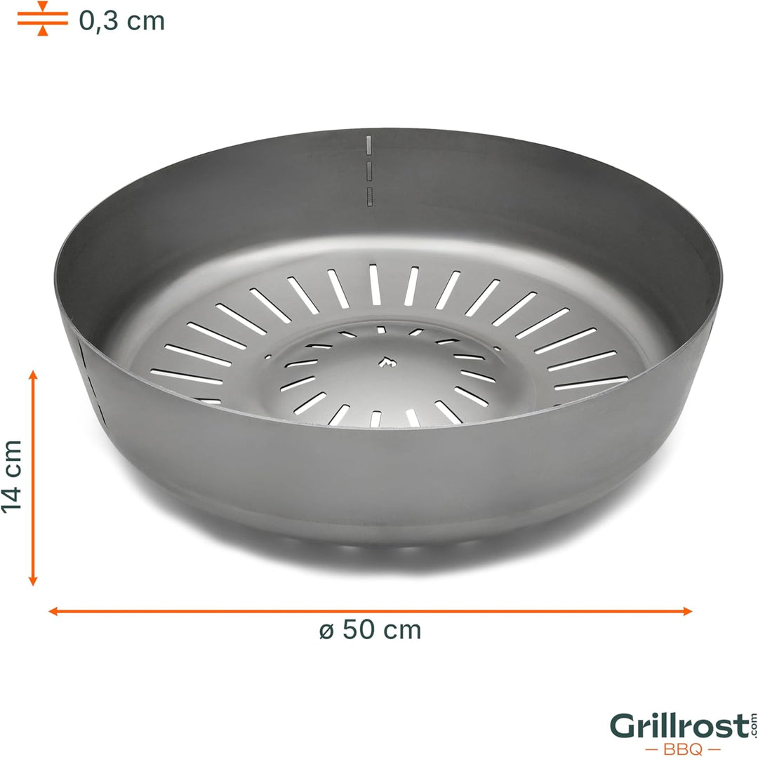 Grillrost.com Das Original Feuerbox aus massivem Stahl mit Edelstahl Haken zum Einhängen - passend f