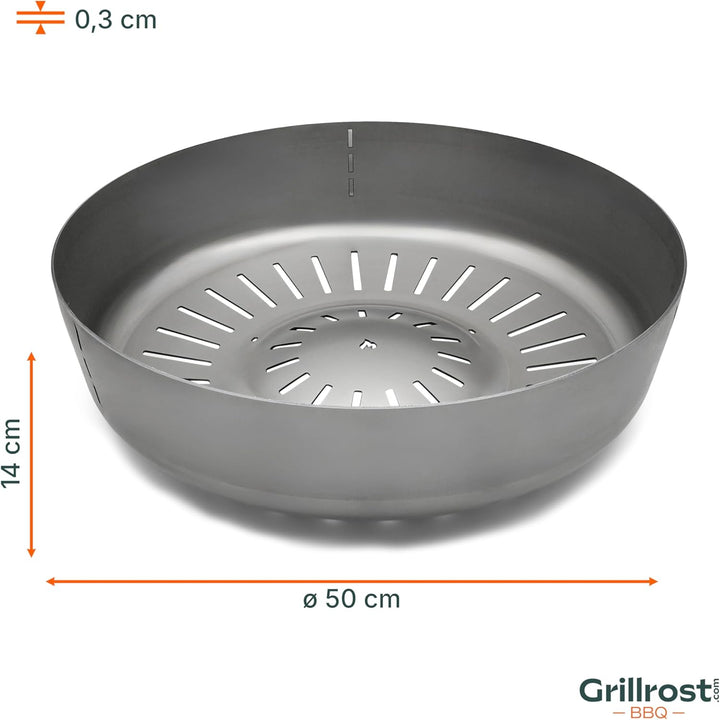 Grillrost.com Das Original Feuerbox aus massivem Stahl mit Edelstahl Haken zum Einhängen - passend f