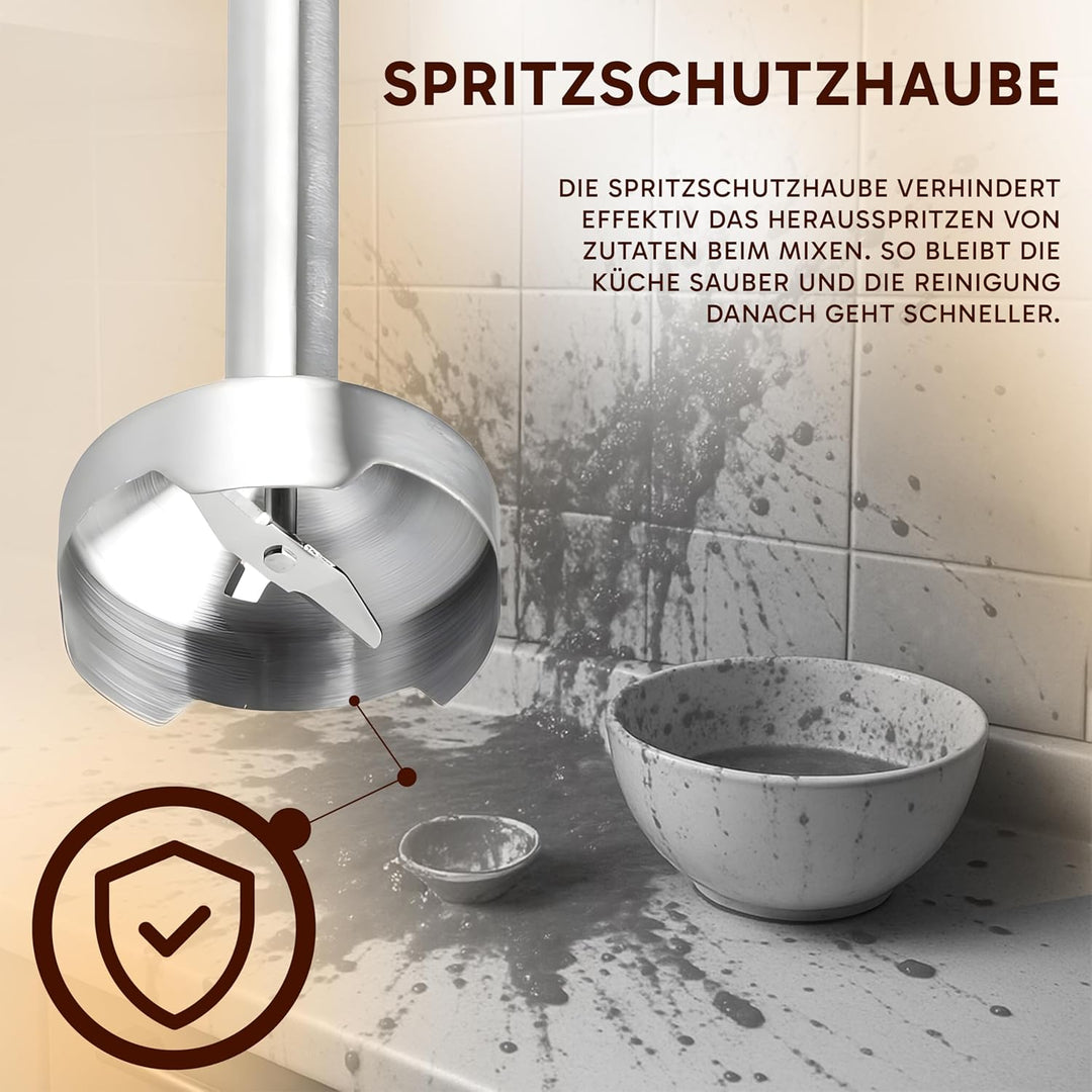 Retoo Stabmixer Set 1200W 15000 U/min Pürierstab mit Turbofunktion und 8 Geschwindigkeitsstufen Krag