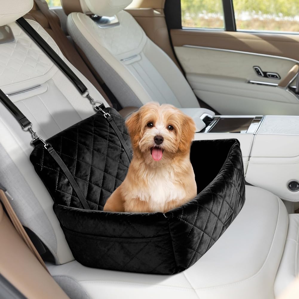 Hunde Autositz FüR Kleine Bis Mittlere Hunde, Waschbarer Hundesitz Auto Mit Aufbewahrungstaschen, An