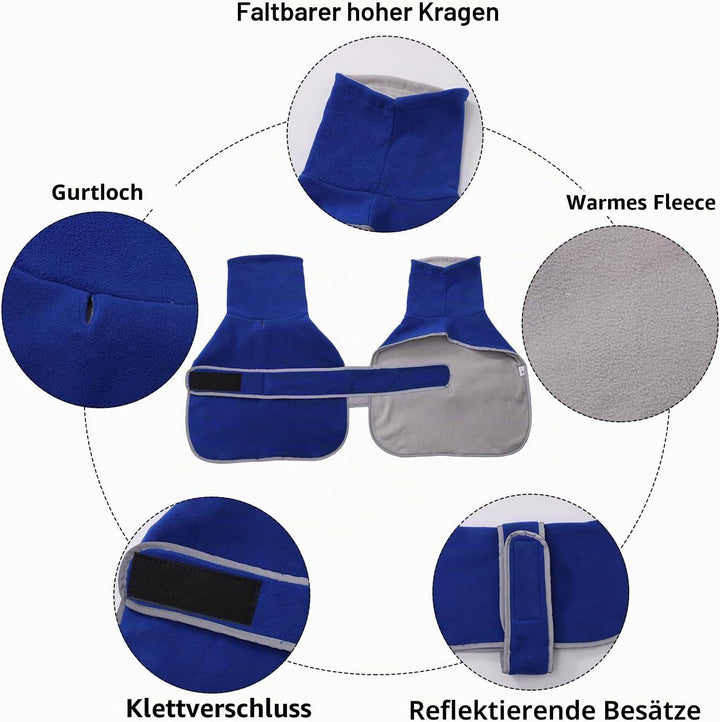 Geyecete -Gemütlich Polarfleece Winter hundemantel fur Dackel,Miniatur Dackel Fleece hundepullover,H