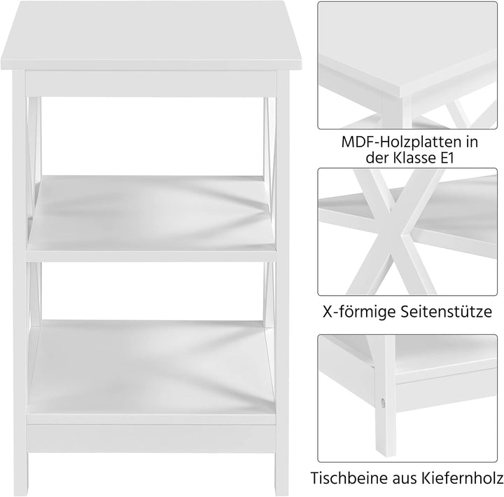 Yaheetech Beistelltisch 3 Ebenen, Nachttisch, Nachtschrank, Sofatisch Couchtisch für Schlafzimmer, W