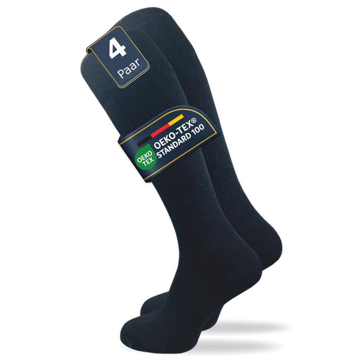 GAWILO Damen & Herren Kniestrümpfe (4 Paar) lange Socken mit Komfortbund aus 80% Baumwolle | kein Ve