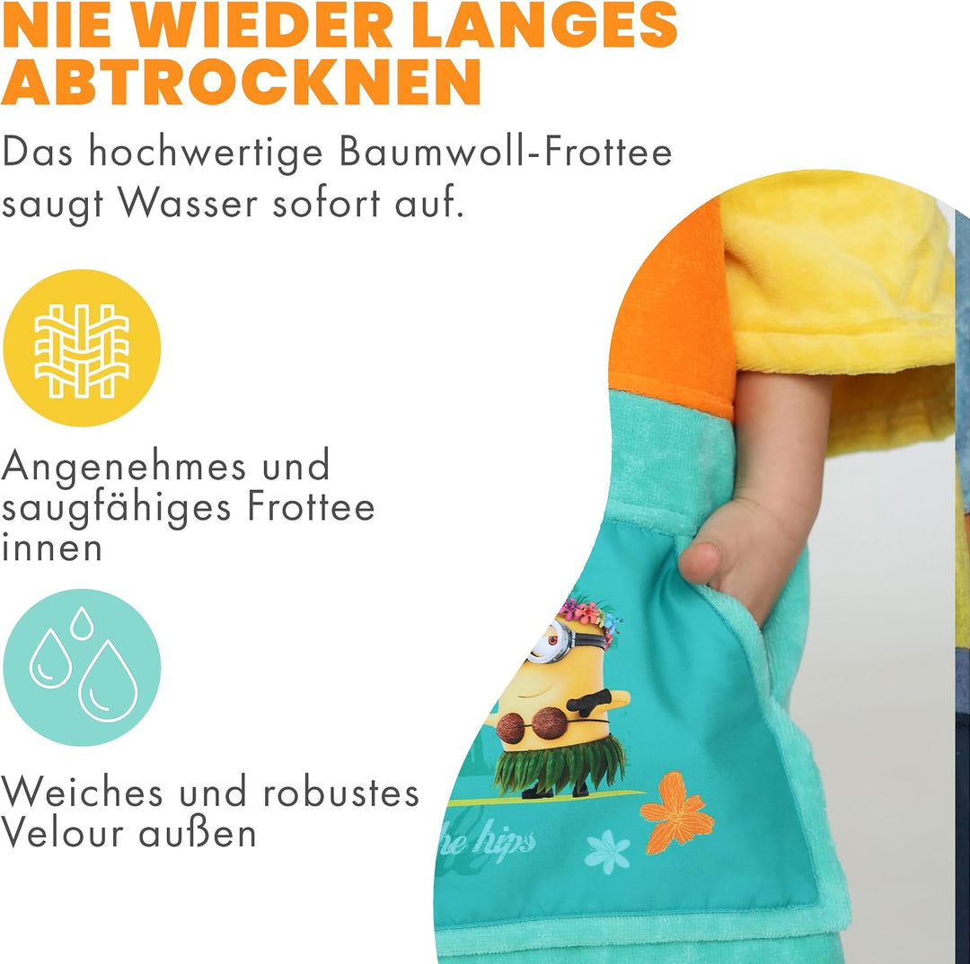 WAVE HAWAII Surf- &amp; Badeponcho für Kinder, Grösse XS, 120-151cm | 95-100% Baumwolle Surf-Poncho für