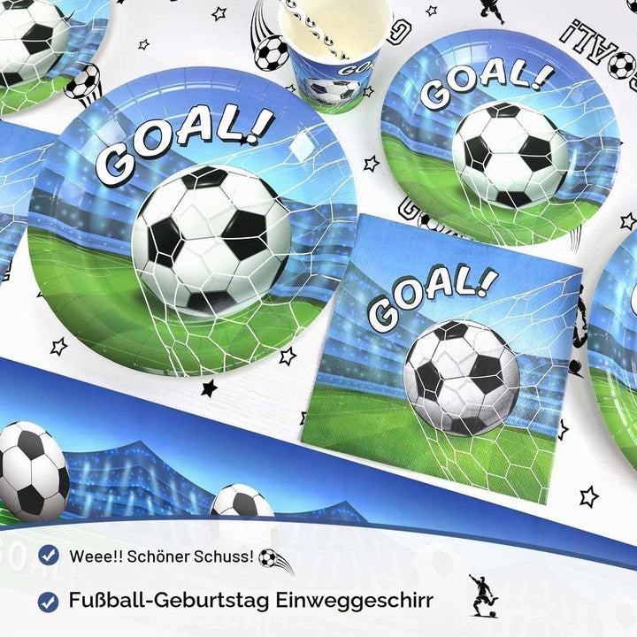 Fussball Deko Geburtstag Kinder Partygeschirr Set, 125 Stück Pappteller Kindergeburtstag Fussball Be