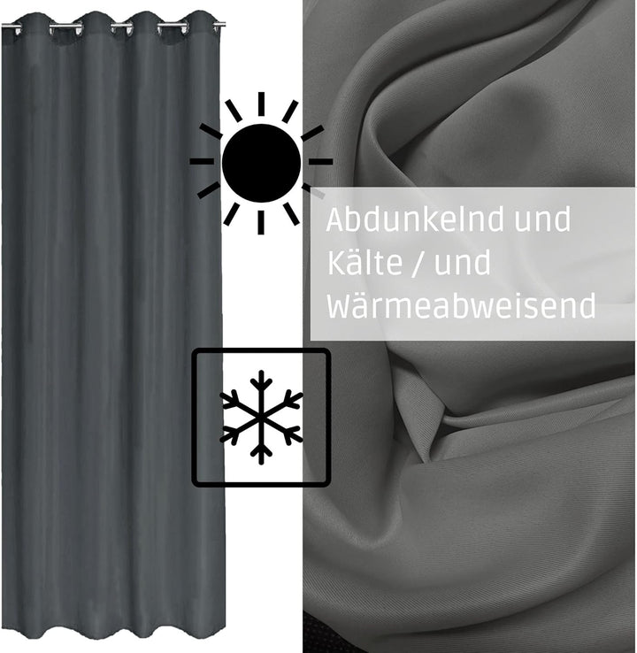 Cleanlevel EST 2016 Verdunklungsvorhang mit Ösen 140cm x 245cm Vorhang Blickdicht Thermo Gardine Wär