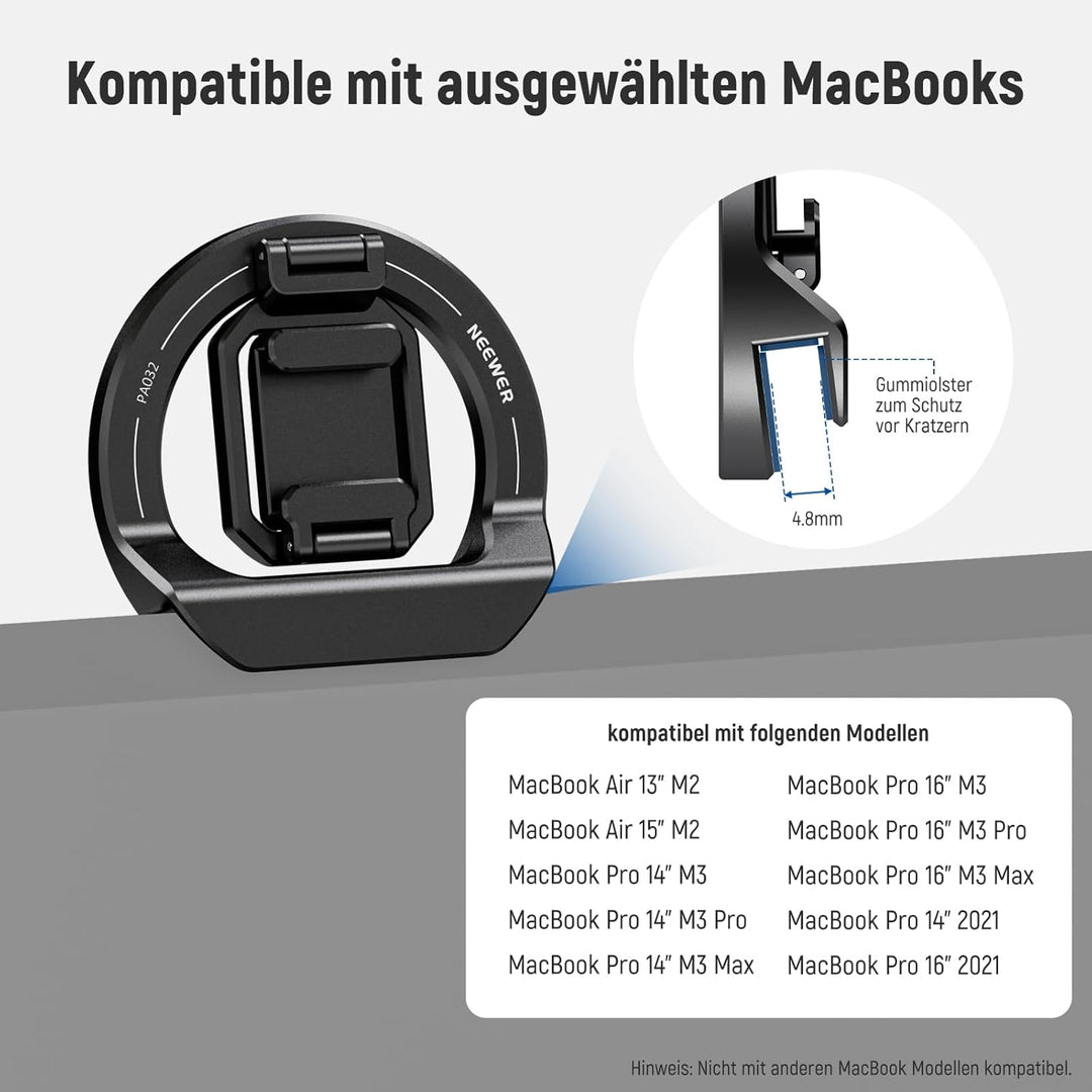 NEEWER Faltbare Durchgangskamera-Halterung mit kaltem Schuh für MagSafe 15 Pro Max 14 13 12 MacBook