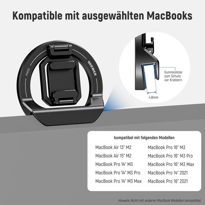 NEEWER Faltbare Durchgangskamera-Halterung mit kaltem Schuh für MagSafe 15 Pro Max 14 13 12 MacBook